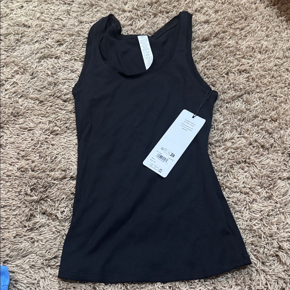 ALO Yoga Black Ribbed Mesh Tank